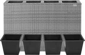 Vaso Floreira Jardim de flores Polyrattan 95x27x60 cm cinzento