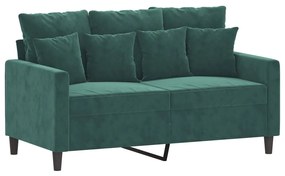 3 pcs conjunto de sofás com almofadões veludo verde-escuro