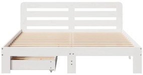 Cama sem colchão 140x190 cm madeira de pinho maciça branco