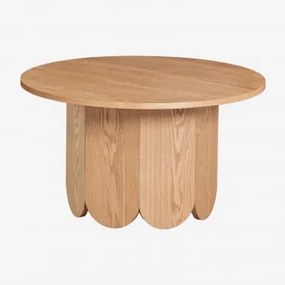 Mesa De Centro Redonda Ø80 Cm Em Madeira Vinesey Style Folheado A Freixo - Sklum