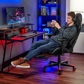 Cadeira gaming com Almofada ergonómica para apoio de cabeça preto-vermelho