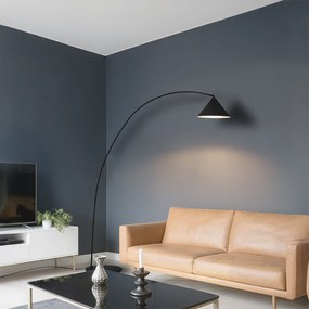 Candeeiro de pé retro preto com interior branco - Triangolo