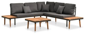 vidaXL 4 pcs conj. lounge jardim c/ almofadões madeira acácia maciça