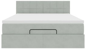 Estrutura de cama otomana com colchão 140x200 cm cinzento claro