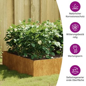 Canteiro elevado de jardim 100x100x41 cm aço corten