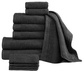 vidaXL Conjunto de toalhas 12 pcs algodão 450 g preto