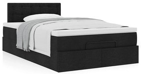 Cama otomana com colchão 120x190 cm tecido preto
