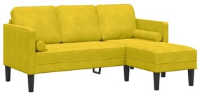 Sofá de Jardim vidaXL com Banco e Almofadas em Veludo Amarelo em L