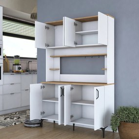 Armário Alto de Cozinha "Stella" - 120 x 184,2 x 40 cm - Nogueira e Br