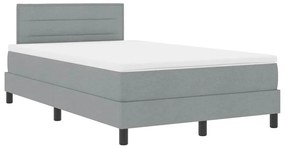 Cama Box com Colchão &amp; Luz LED Cinza 120x190 cm Tecido