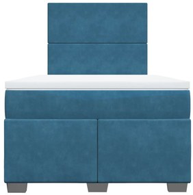 Cama boxspring com colchão 120x190 cm veludo azul