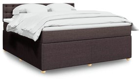 vidaXL Cama com molas/colchão 180x200 cm tecido castanho-escuro