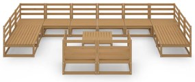 13 pcs conjunto lounge de jardim pinho maciço