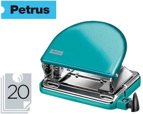 Furador Petrus 52 Wow Turquesa Metalizado Capacidade 20 Folhas em Blister