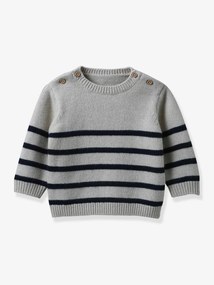 Camisola estilo marinheiro da CYRILLUS, em lã, para bebé bege