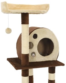 Árvore para gatos com arranhadores sisal 127 cm bege/castanho