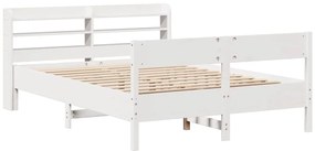 Cama sem colchão 120x200 cm madeira de pinho maciça branco