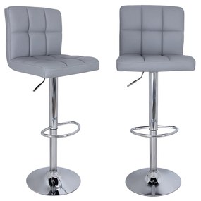 SONGMICS LJB64G Conjunto de 2 Bancos de Bar com Encosto e Base Resistente Diâmetro 41 cm Altura Ajustável Poliuretano Cinza