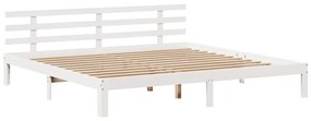 Cama com estante sem colchão 180x200 cm pinho maciço branco