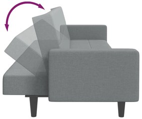 Sofá-cama de 2 lugares c/ apoio de pés tecido cinzento-claro