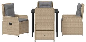Conjunto de Jantar de Jardim 5 Peças Bege em Rattan Sintético