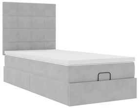 Estrutura cama otomana colchões 80x200 cm veludo cinzento claro