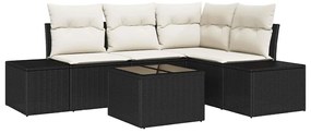 Conjunto de Sofá de Jardim 5 Peças com Almofadas Marrom em Rattan Sint