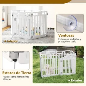 Parque para cães com 6 painéis de 81 cm com porta com fecho seguro e estacas para fixar no solo ideal para animais de estimação pequenos e médios bran