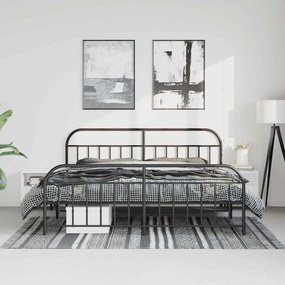 Estrutura de cama com cabeceira e pés 183x213 cm metal preto