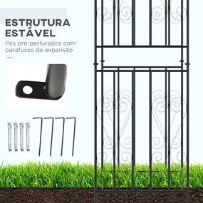 Outsunny Arco de Jardim de Metal Arco de Jardim para Plantas Trepadeiras Exterior Pátio 140x60x265 cm Preto