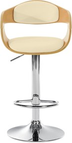 Banco de bar Kingston em couro sintético 50 x 88-102 x 48 cm Natural + Creme