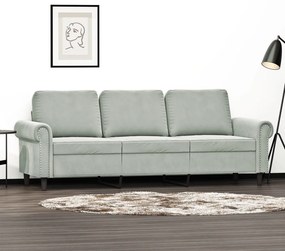 vidaXL Sofá de 3 lugares 180 cm veludo cinzento-claro