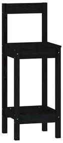 3 pcs conjunto de bar pinho maciço preto