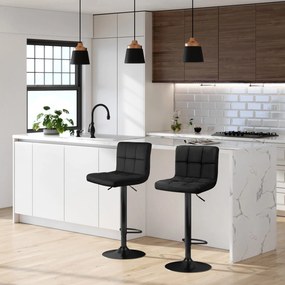 Conjunto 2 Bancos de bar 38 x 44,5 x (95-115) cm em veludo pretos