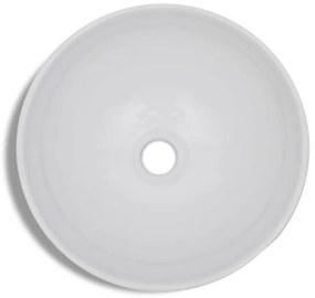 Lavatório com torneira misturadora cerâmica redondo branco