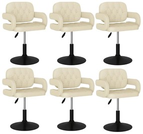 vidaXL Cadeiras de jantar giratórias 6 pcs tecido cor creme