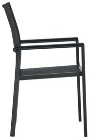 3 pcs conjunto de jantar para jardim preto