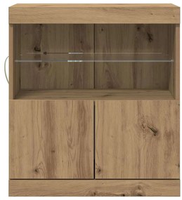 Sideboard vidaXL com Luzes LED Carvalho Artesanal 60x37x67 cm