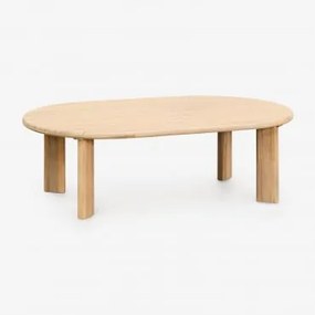 Oval Coffee Table 100x60 Cm In Acacia Wood Leilan Marrom Acácia Claro - Sklum