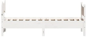 Cama sem colchão 90x200 cm madeira de pinho maciça branco