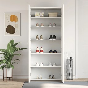 Armário para Sapatos Branco 80x35.5x180 cm Madeira Sólida
