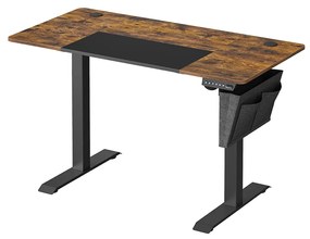 Secretária elétrica regulável (60 x 120 x 72-120 cm), tampo em 2 partes, memória 4 alturas, castanho vintage/preto