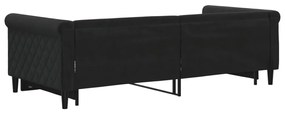 Sofá-cama com gavetão 90x200 cm veludo preto