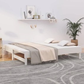 vidaXL Estrutura sofá-cama de puxar 2x(90x190) cm pinho maciço branco