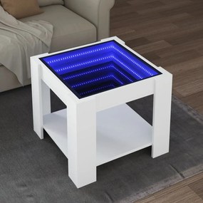 vidaXL Mesa de centro c/ LEDs 53x53x45 cm derivados de madeira branco