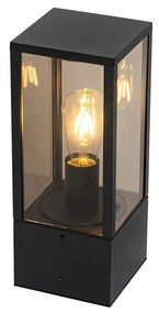 Candeeiro de pé exterior preto com vidro fumê 40 cm IP44 - Charlois Moderno
