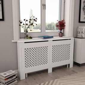 Cobertura de radiador 152x19x81,5 cm MDF branco