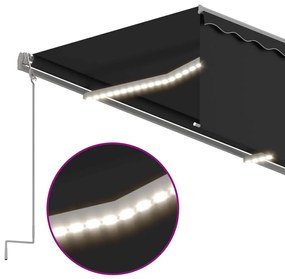 Toldo automático c/ estore/LED/sensor de vento 3x2,5m antracite