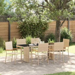vidaXL Conjunto de Jantar de Jardim de 7 Peças Bege em Poli Rattan