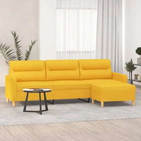 vidaXL Sofá de 3 lugares com apoio de pés 210 cm tecido amarelo-claro
